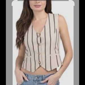 Tahari Large Vest Linen/Viscose